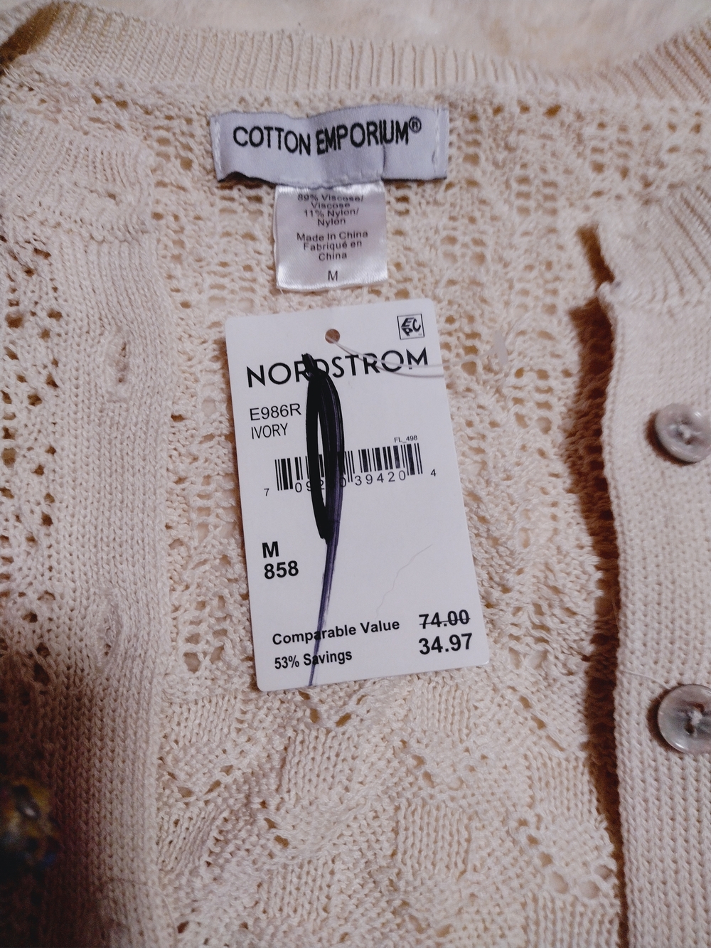Cotton Emporium Ivory Knit Sweater Cardigan - Nordstrom